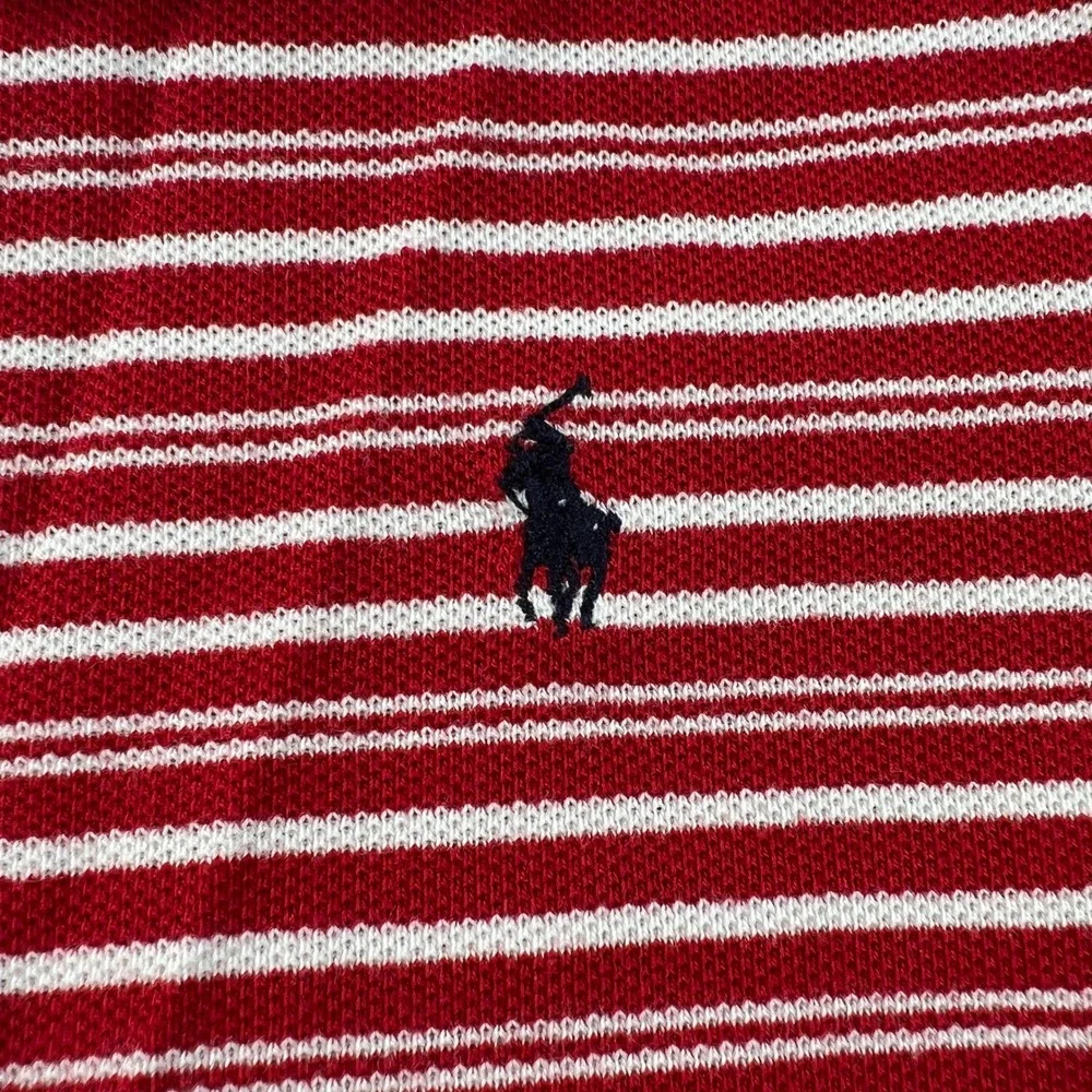 Ralph Lauren Polo Dress Girls 6 Red White Striped Short Sleeve Cotton Pony Logo